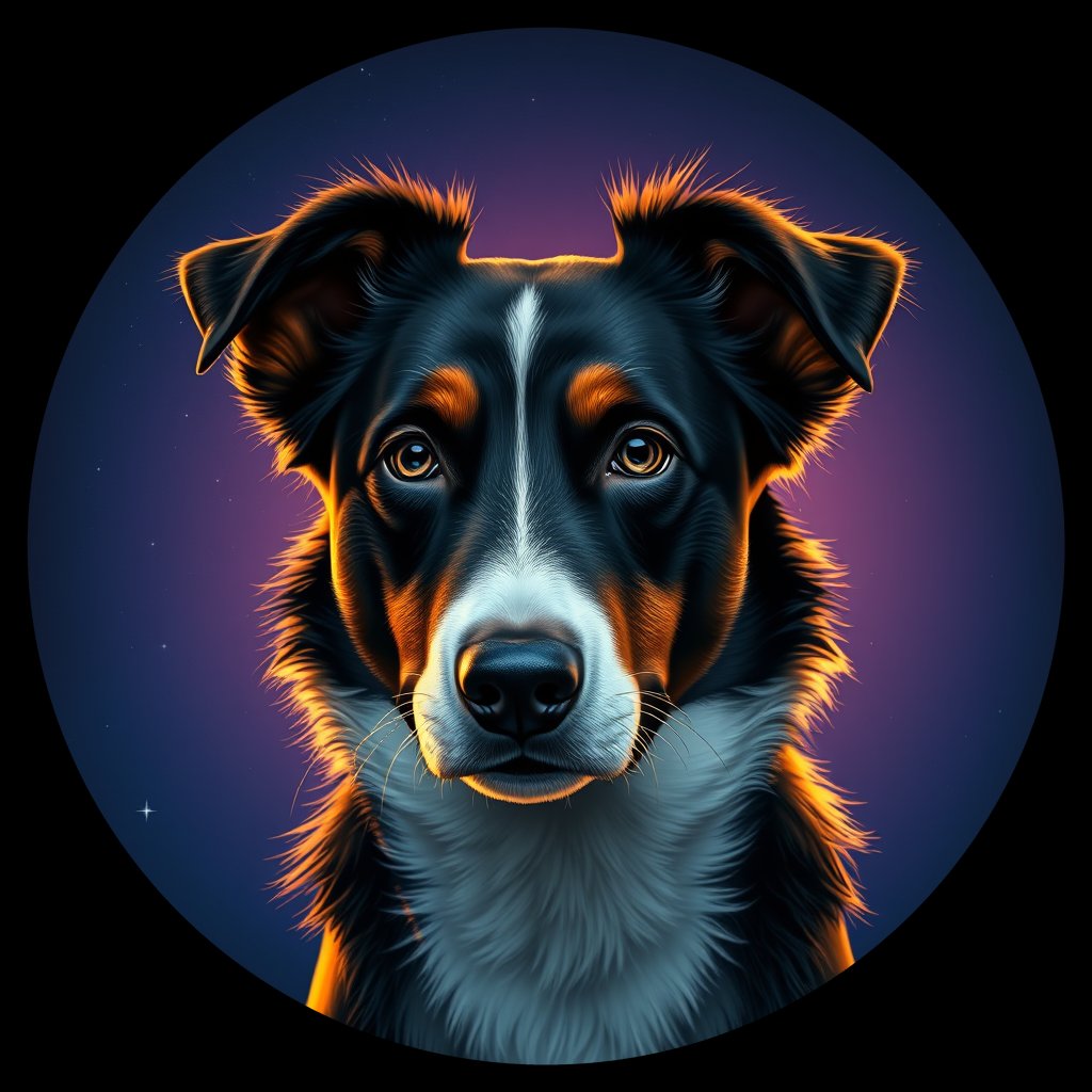 Cosmic medallion portrait of PFZ8B11_PFZ8B11, a Border Collie