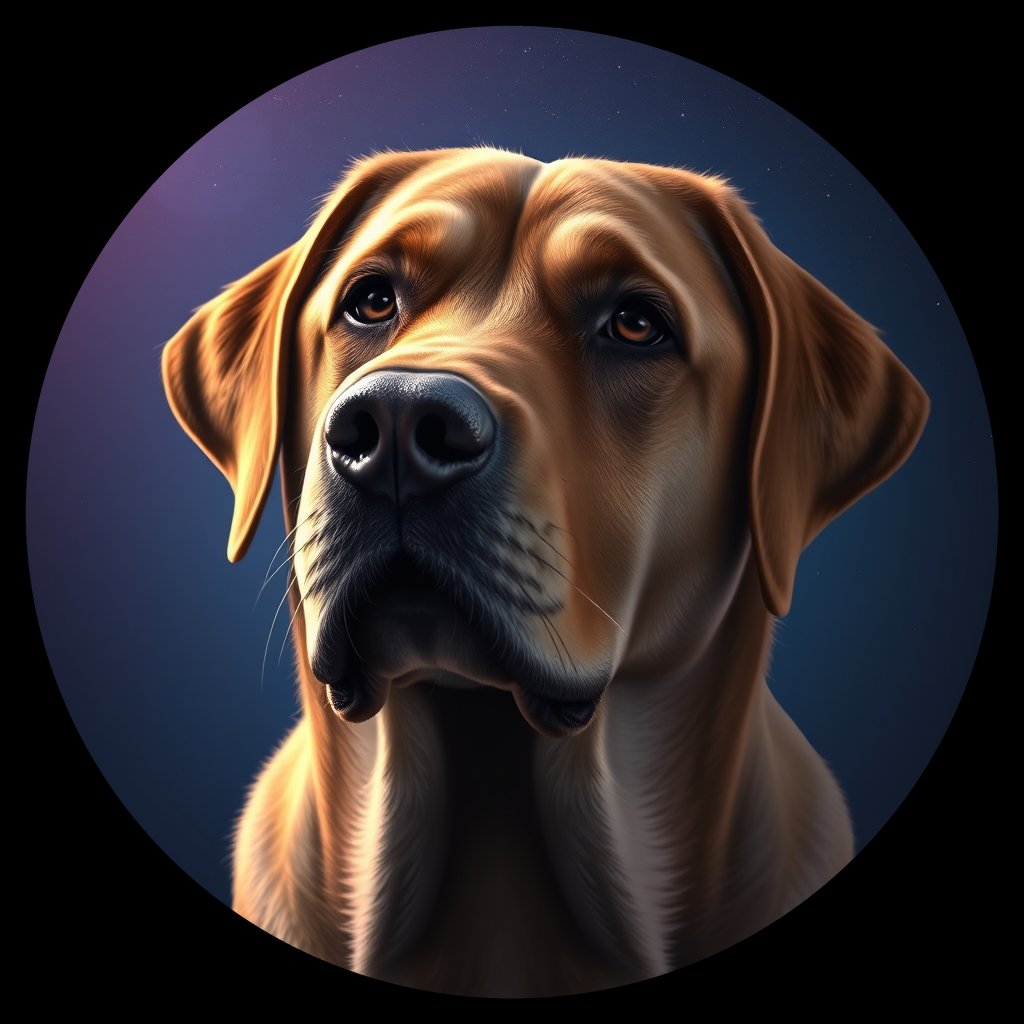Cosmic medallion portrait of PFZ8C01_PFZ8C01, a Labrador Retriever