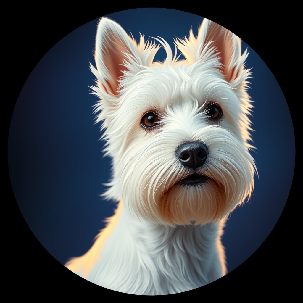 Cosmic medallion portrait of PFZ8C02_PFZ8C02, a West Highland White Terrier