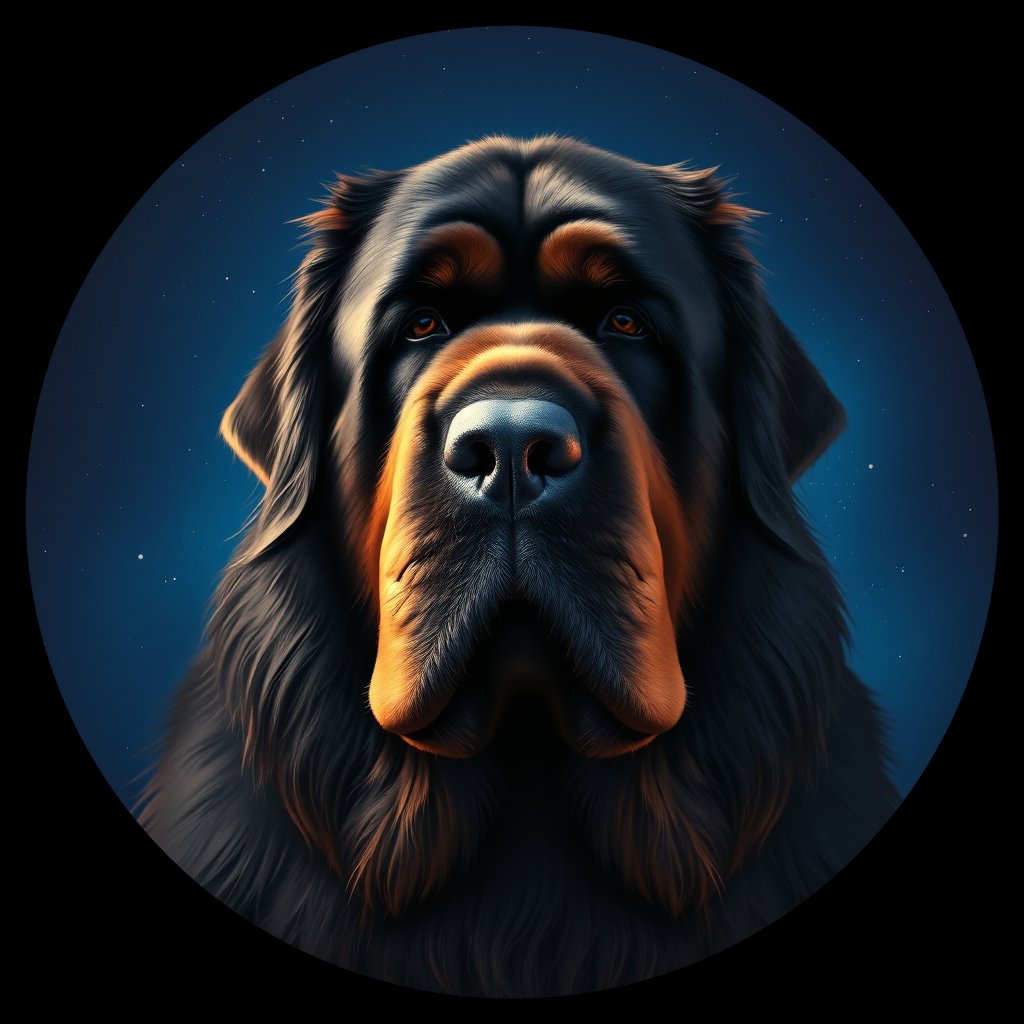 Cosmic medallion portrait of PFZ8C03_PFZ8C03, a Newfoundland