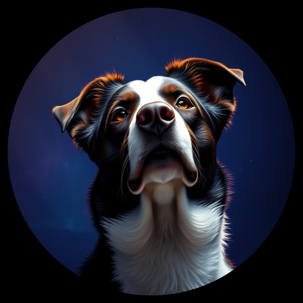 Cosmic medallion portrait of PFZ8C04_PFZ8C04, a Border Collie