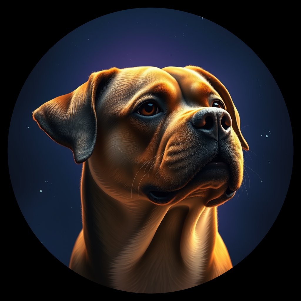 Cosmic medallion portrait of PFZ8C05_PFZ8C05, a Rottweiler