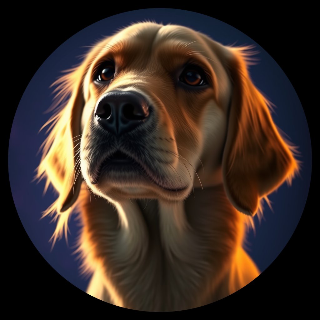 Cosmic medallion portrait of PFZ8C06_PFZ8C06, a Golden Retriever