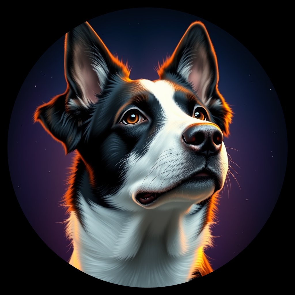 Cosmic medallion portrait of PFZ8C07_PFZ8C07, a Border Collie