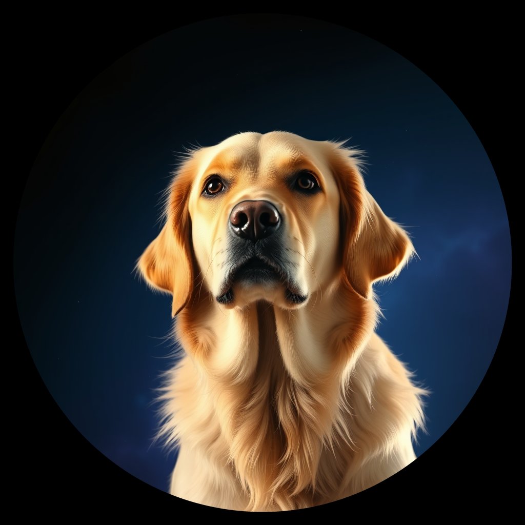 Cosmic medallion portrait of PFZ8C09_PFZ8C09, a Golden Retriever