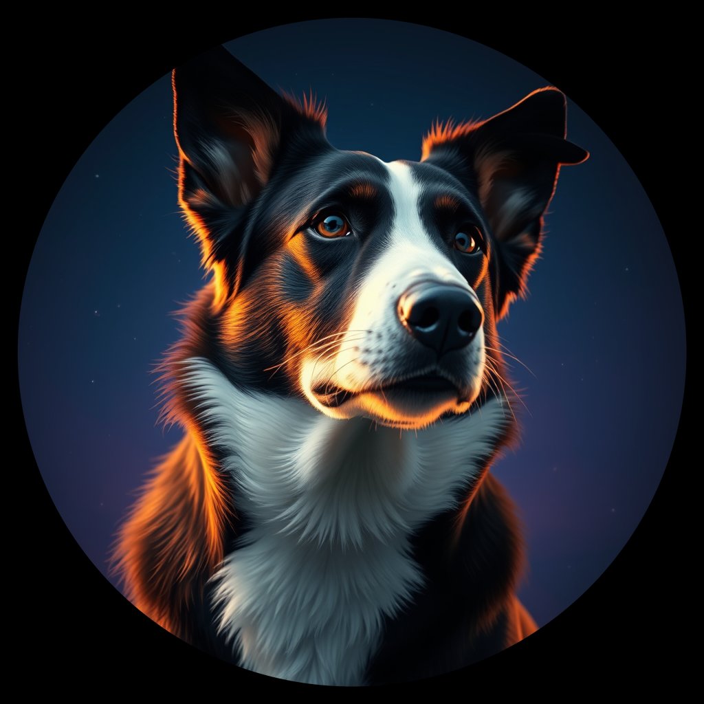 Cosmic medallion portrait of PFZ8C10_PFZ8C10, a Border Collie