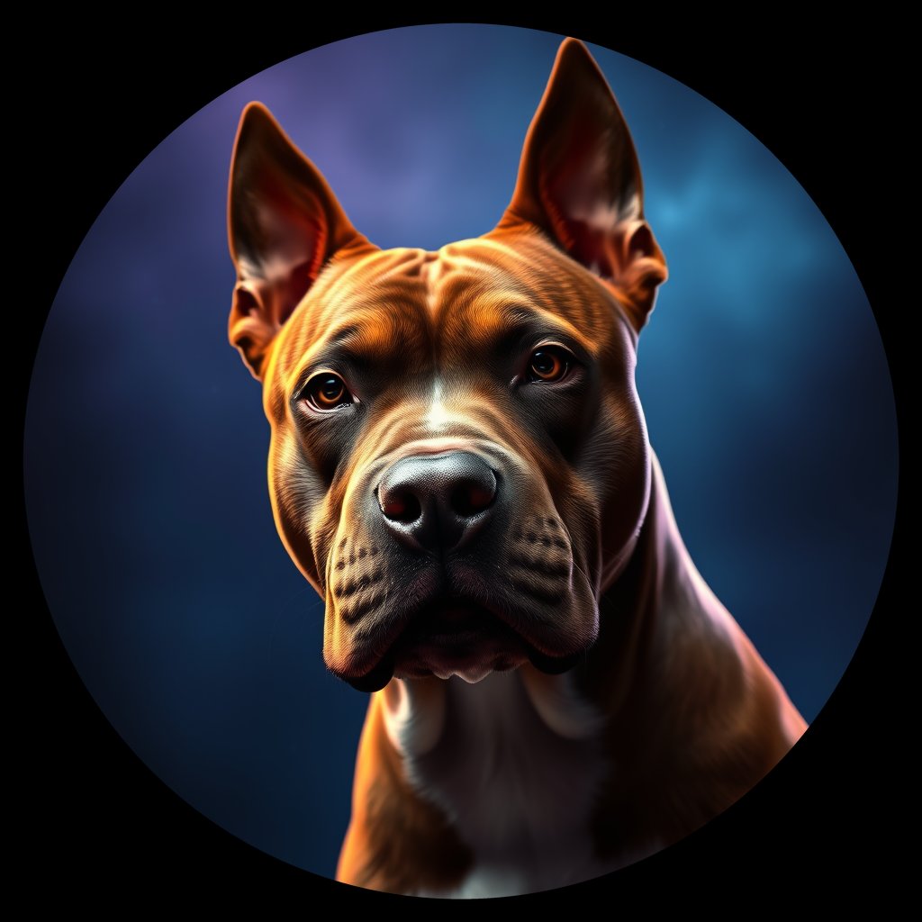 Cosmic medallion portrait of PFZ8C12_PFZ8C12, a Staffordshire Bull Terrier