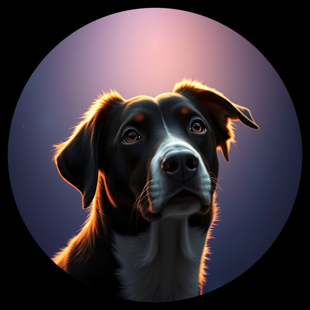Cosmic medallion portrait of PFZ8D01_PFZ8D01, a Border Collie