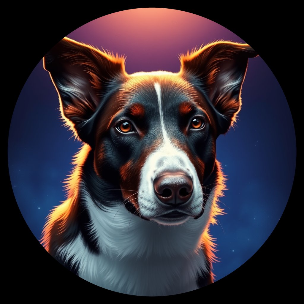 Cosmic medallion portrait of PFZ8D02_PFZ8D02, a Border Collie