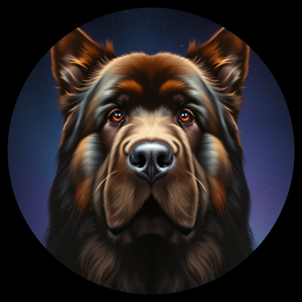 Cosmic medallion portrait of PFZ8D04_PFZ8D04, a Newfoundland