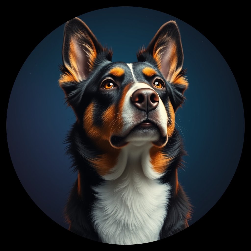 Cosmic medallion portrait of PFZ8D05_PFZ8D05, a Border Collie