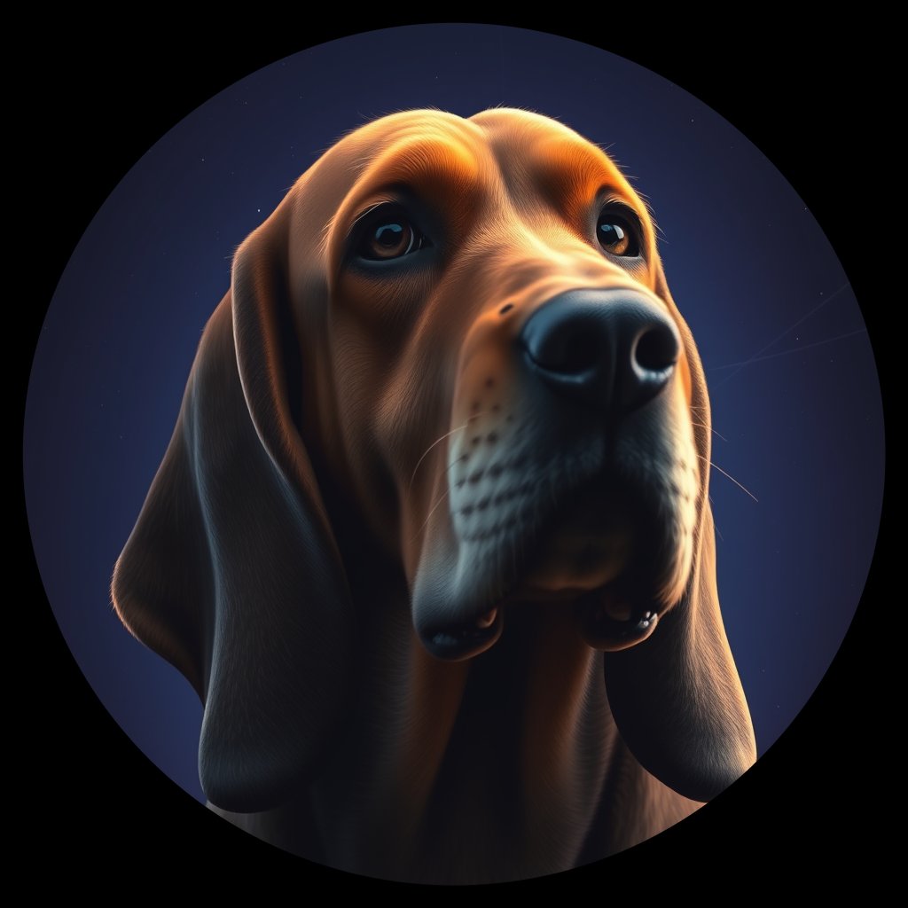 Cosmic medallion portrait of PFZ8D06_PFZ8D06, a Basset Hound
