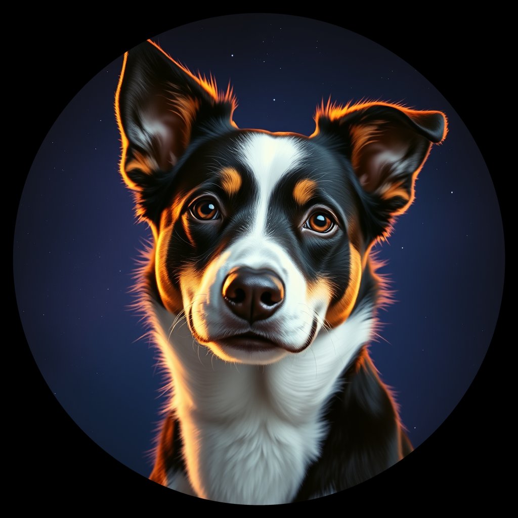 Cosmic medallion portrait of PFZ8D08_PFZ8D08, a Border Collie