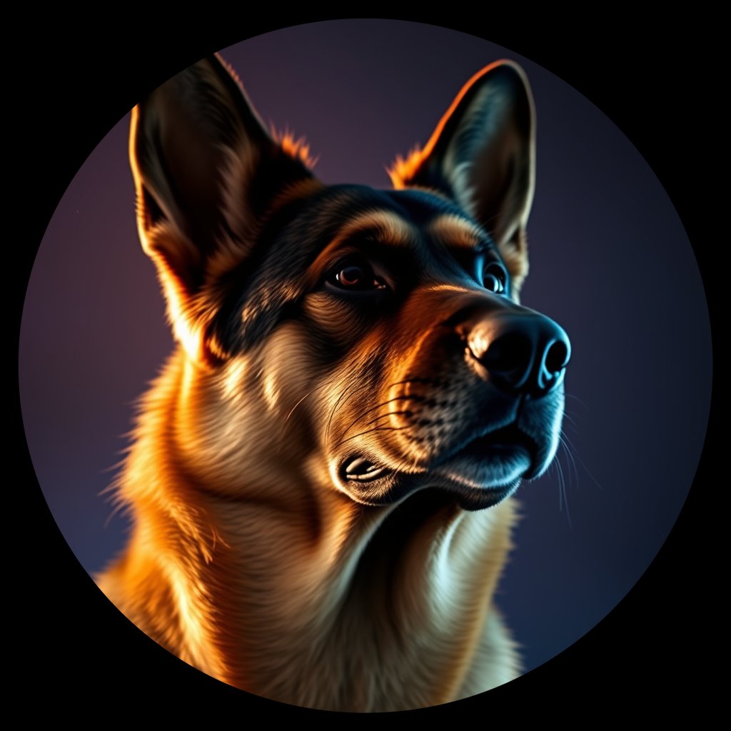 Cosmic medallion portrait of PFZ8D09_PFZ8D09, a German Shepherd
