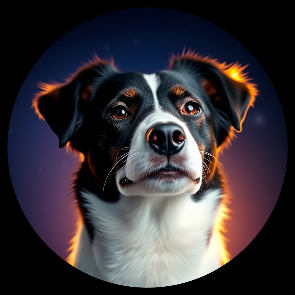 Cosmic medallion portrait of PFZ8D10_PFZ8D10, a Border Collie