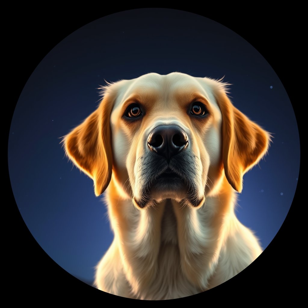 Cosmic medallion portrait of PFZ8E03_PFZ8E03, a Golden Retriever