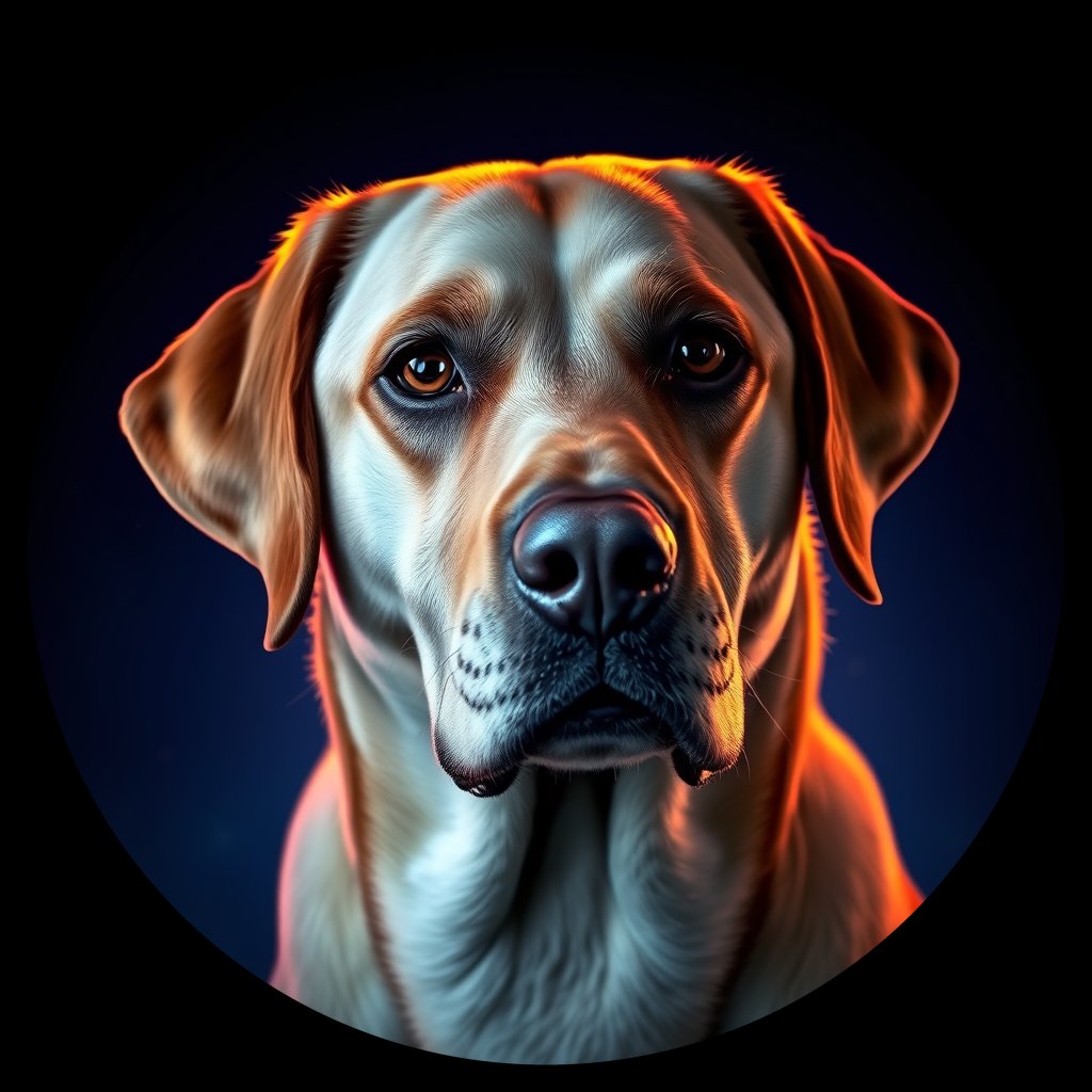 Cosmic medallion portrait of PFZ8E07_PFZ8E07, a Labrador Retriever
