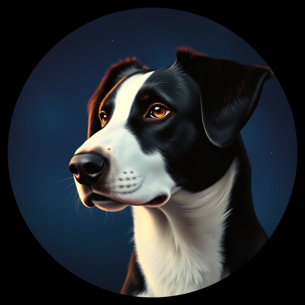 Cosmic medallion portrait of PFZ8E08_PFZ8E08, a Border Collie