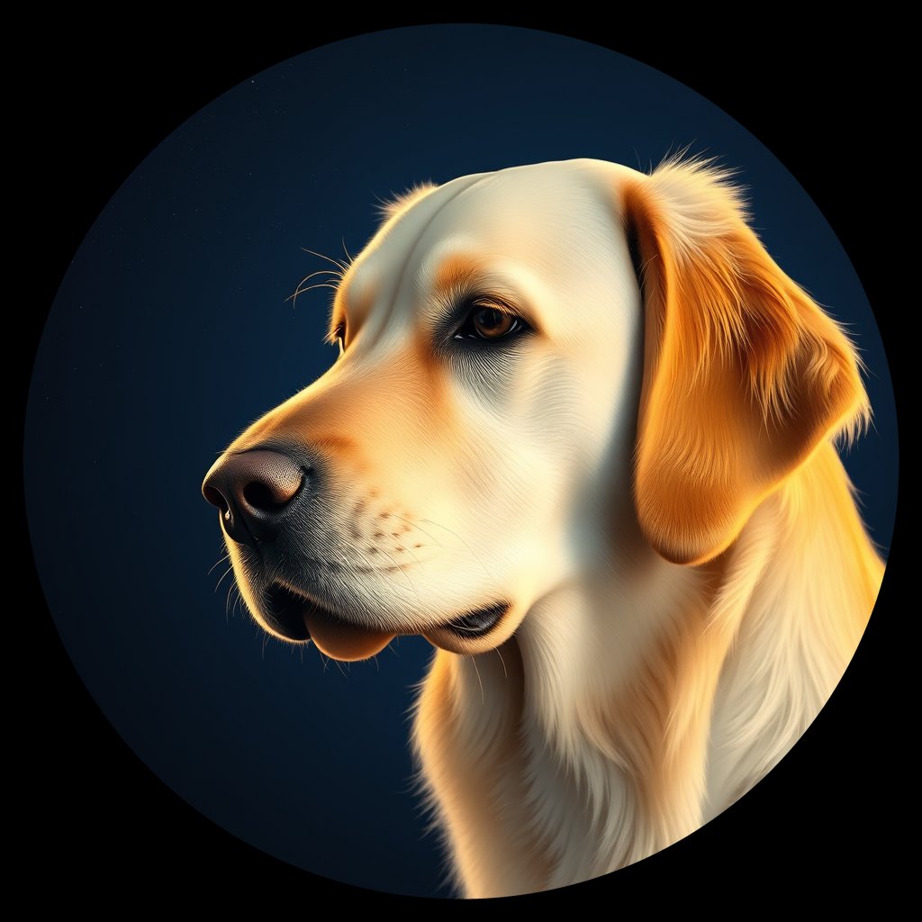 Cosmic medallion portrait of PFZ8E10_PFZ8E10, a Golden Retriever