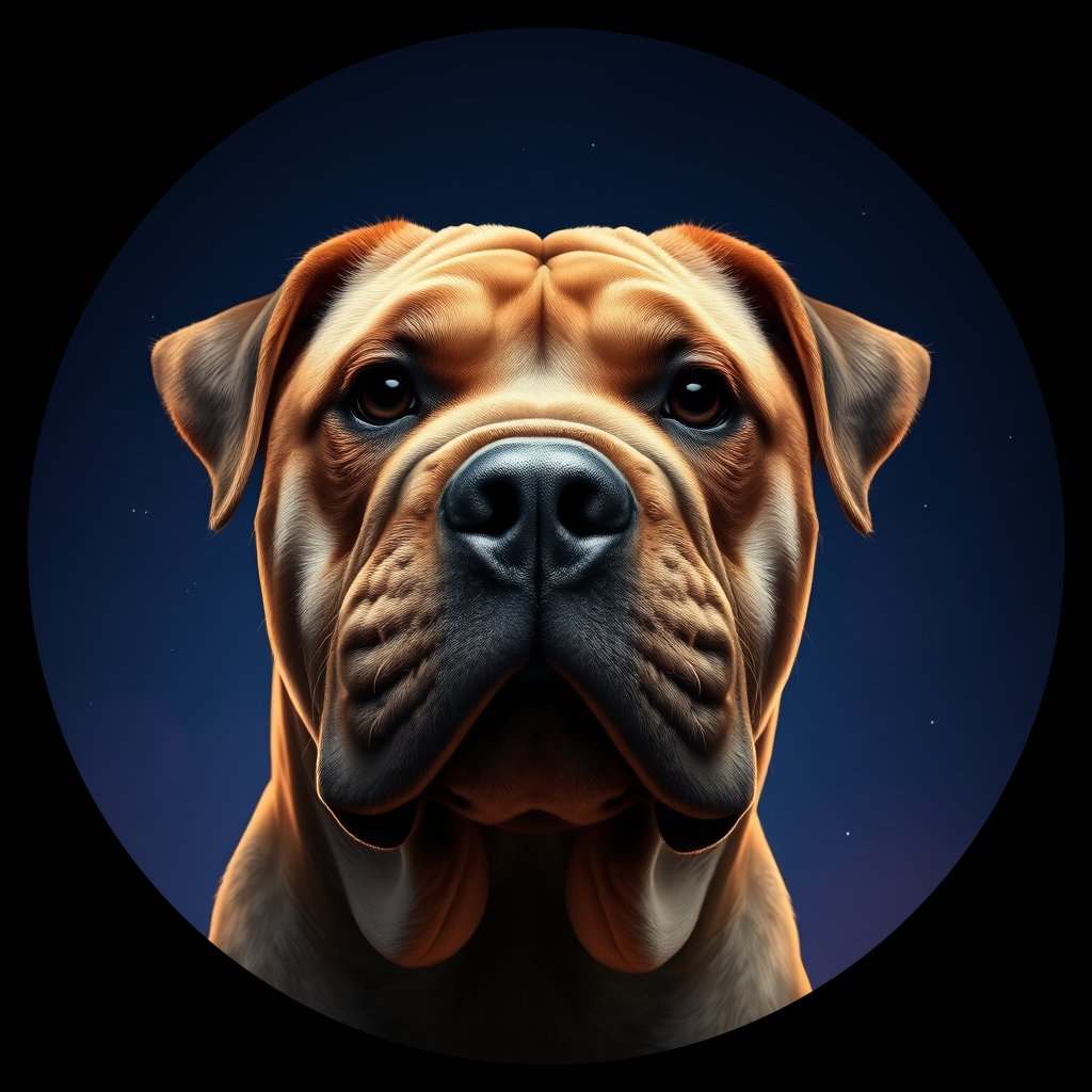 Cosmic medallion portrait of PFZ8E12_PFZ8E12, a Chinese Shar Pei