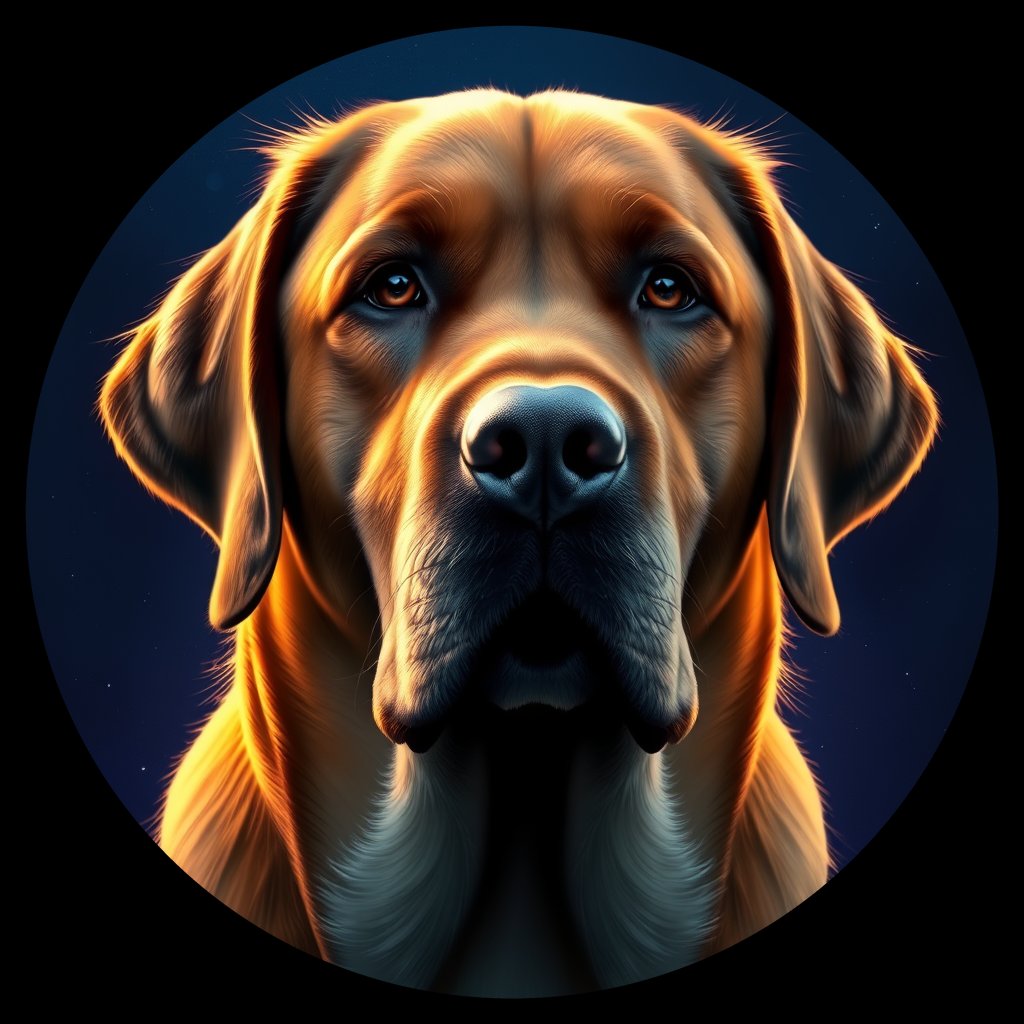 Cosmic medallion portrait of PFZ8F01_PFZ8F01, a Labrador Retriever