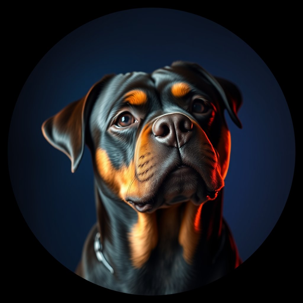 Cosmic medallion portrait of PFZ8F05_PFZ8F05, a Rottweiler