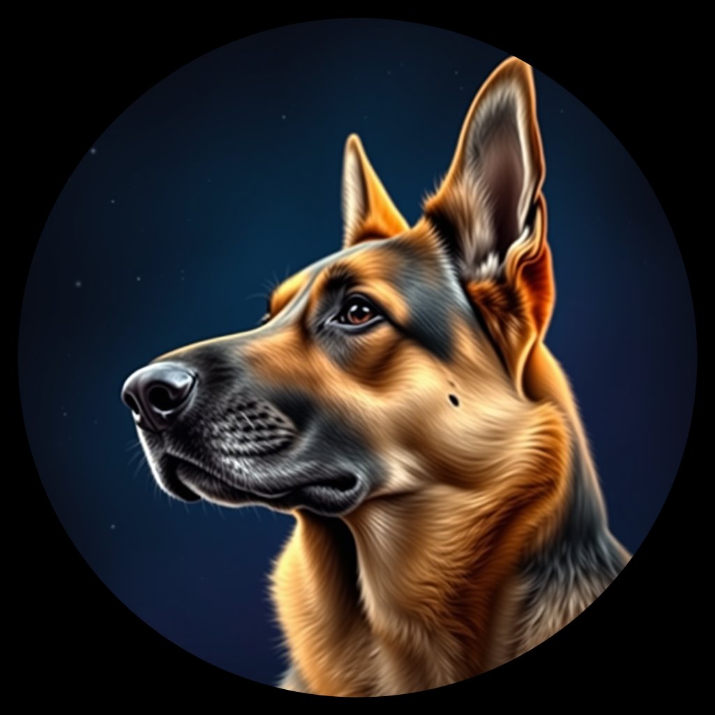 Cosmic medallion portrait of PFZ8F06_PFZ8F06, a German Shepherd