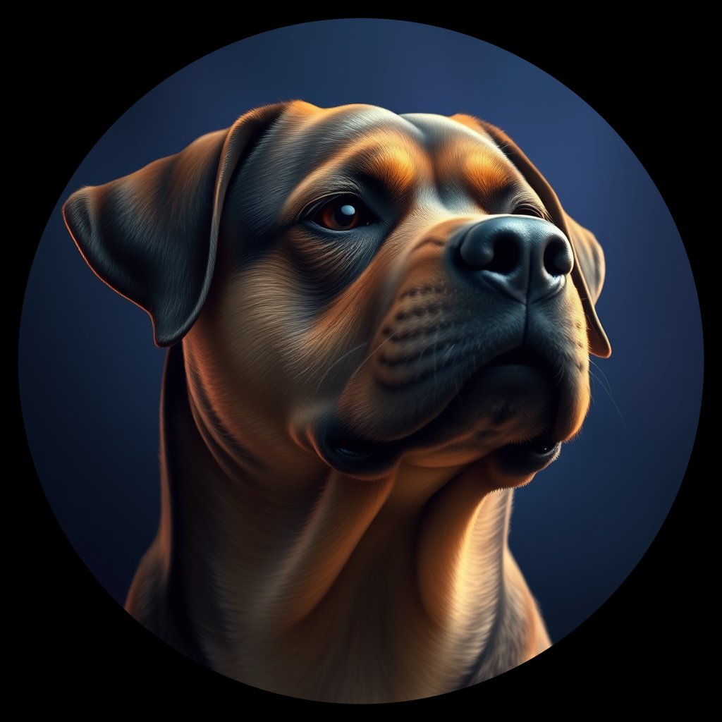 Cosmic medallion portrait of PFZ8F08_PFZ8F08, a Rottweiler