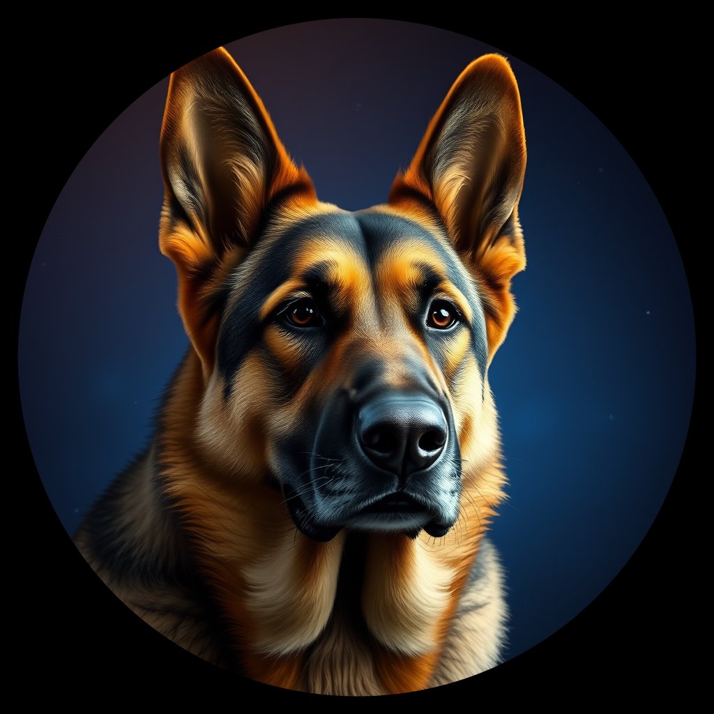 Cosmic medallion portrait of PFZ8F09_PFZ8F09, a German Shepherd