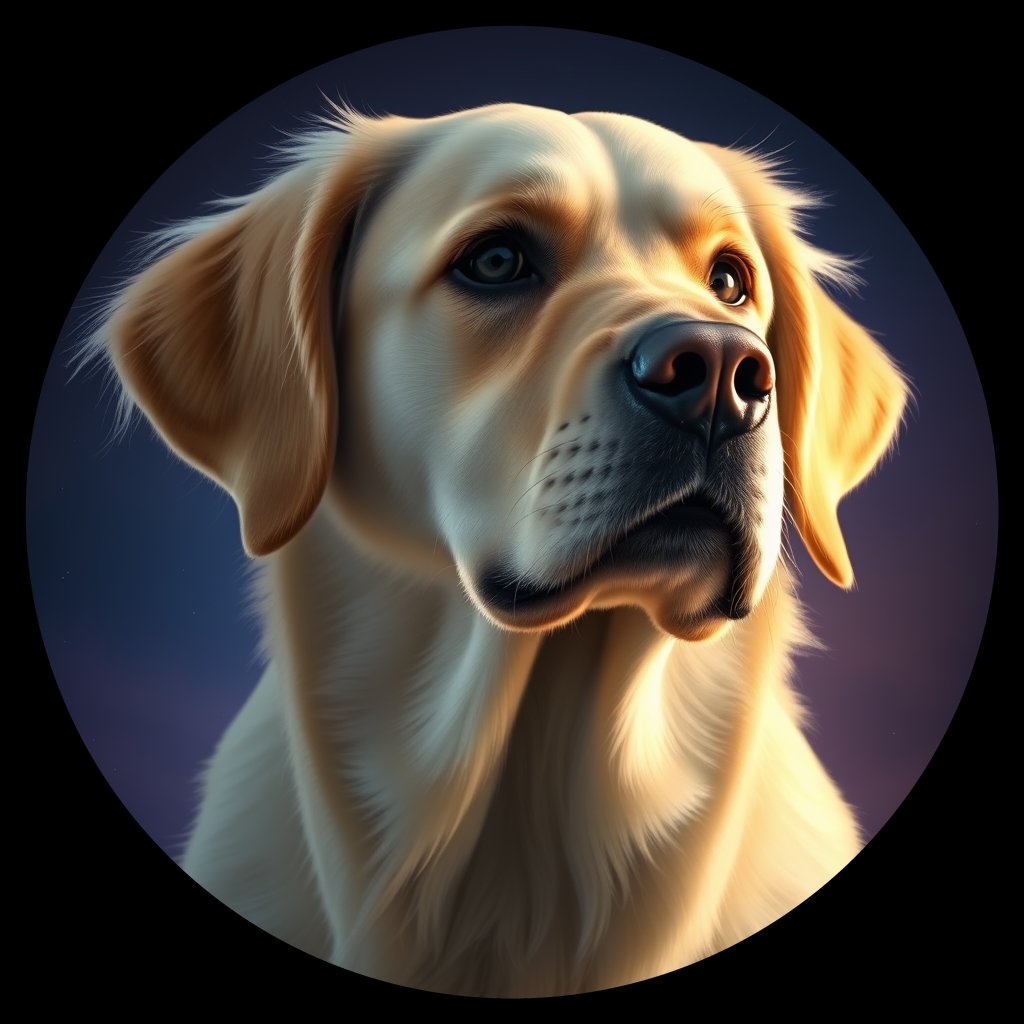 Cosmic medallion portrait of PFZ8F10_PFZ8F10, a Golden Retriever