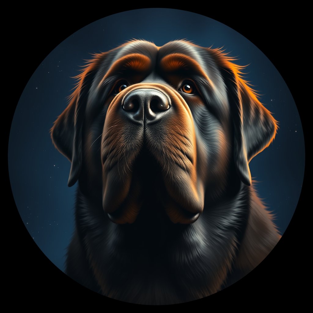 Cosmic medallion portrait of PFZ8F11_PFZ8F11, a Newfoundland