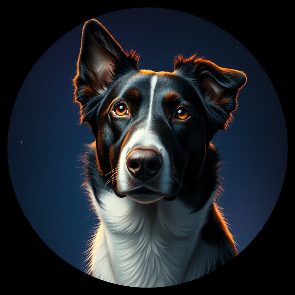 Cosmic medallion portrait of PFZ8G02_PFZ8G02, a Border Collie