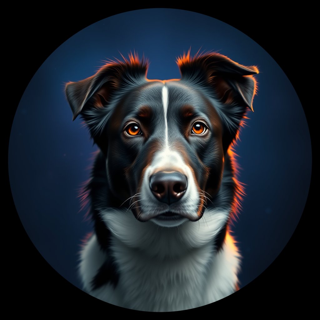 Cosmic medallion portrait of PFZ8G04_PFZ8G04, a Border Collie