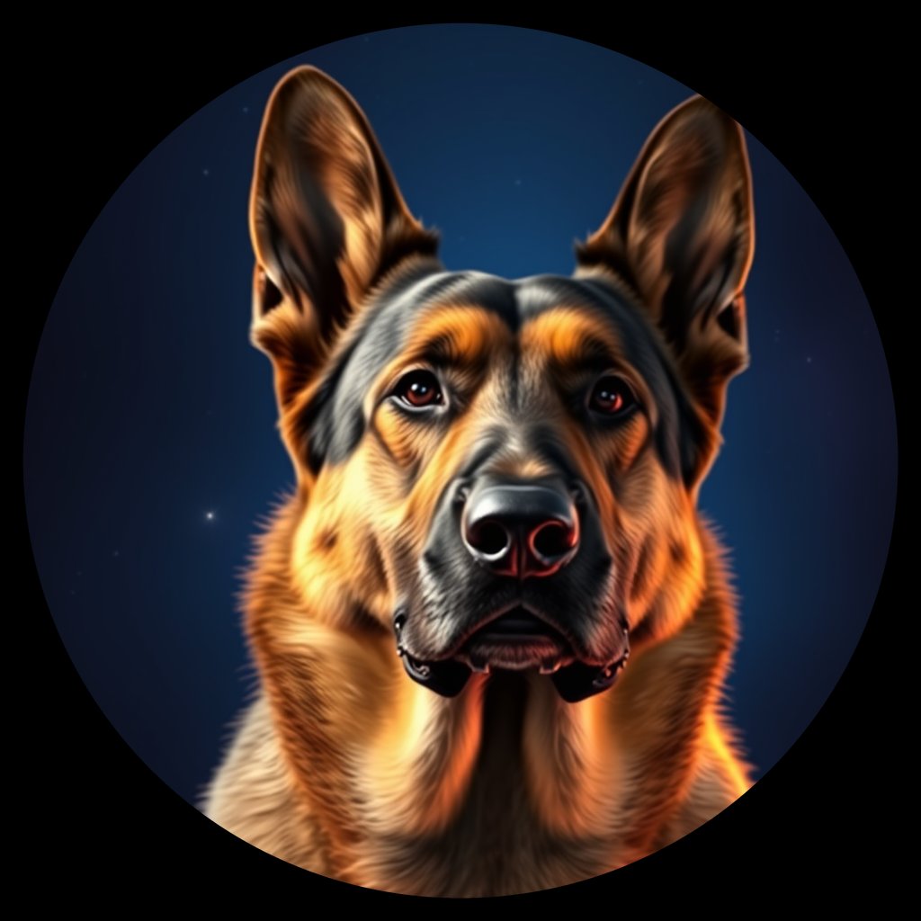 Cosmic medallion portrait of PFZ8G05_PFZ8G05, a German Shepherd