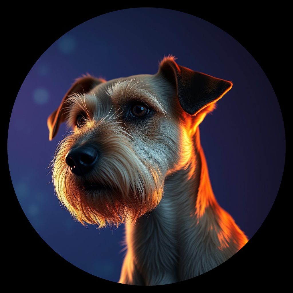 Cosmic medallion portrait of PFZ8G06_PFZ8G06, a Border Terrier