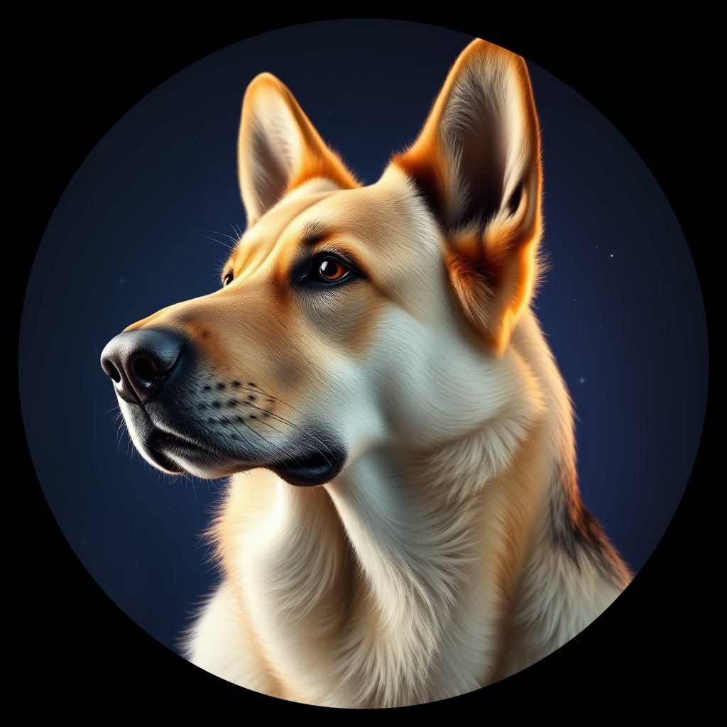 Cosmic medallion portrait of PFZ8G08_PFZ8G08, a German Shepherd