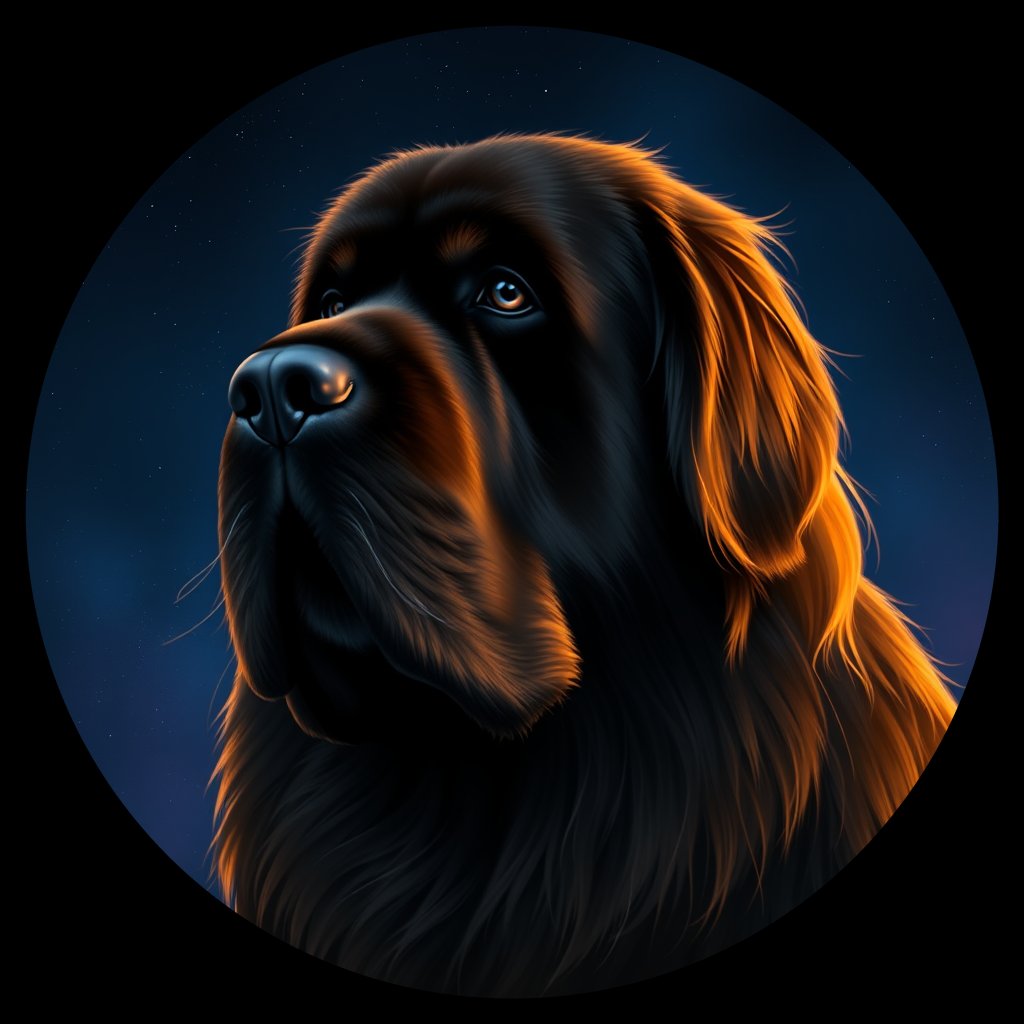 Cosmic medallion portrait of PFZ8G09_PFZ8G09, a Newfoundland