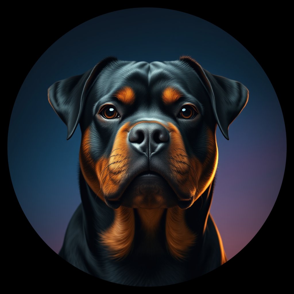 Cosmic medallion portrait of PFZ8G10_PFZ8G10, a Rottweiler