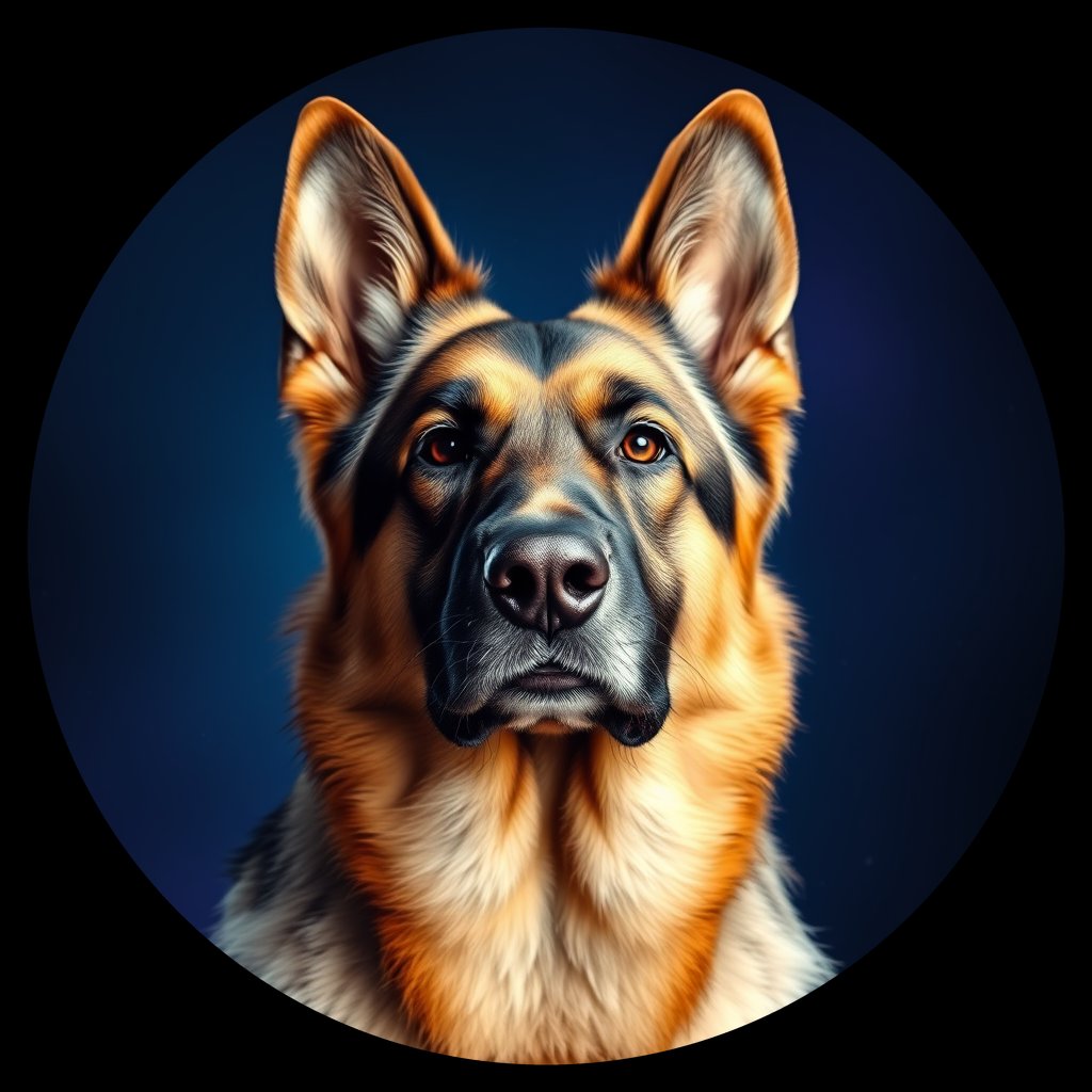 Cosmic medallion portrait of PFZ8G11_PFZ8G11, a German Shepherd
