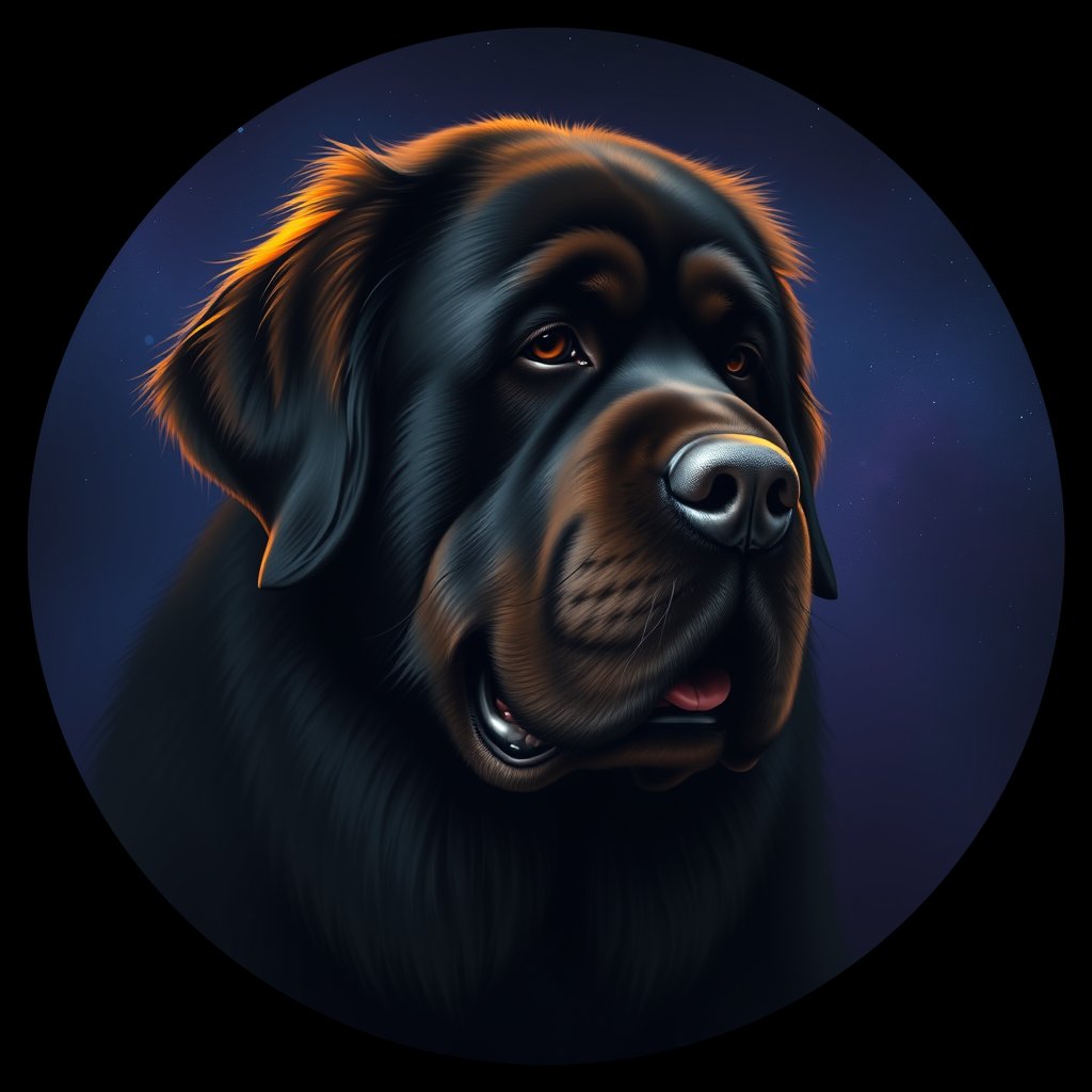 Cosmic medallion portrait of PFZ8H02_PFZ8H02, a Newfoundland