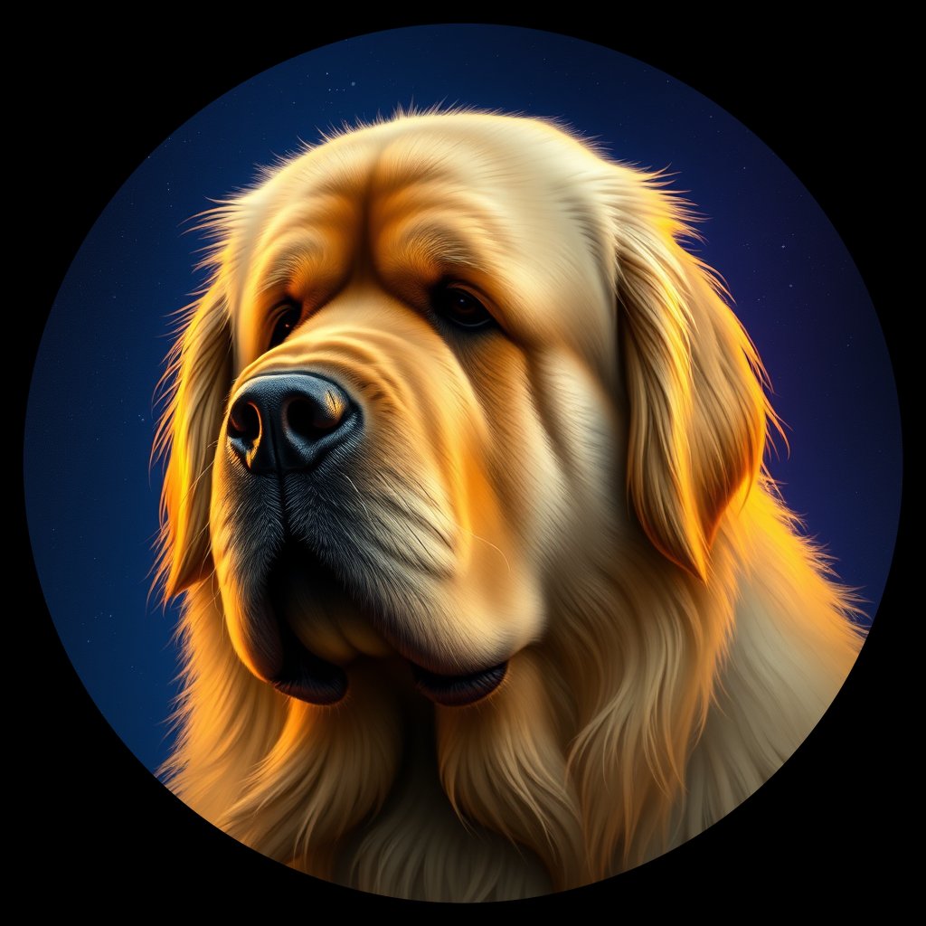 Cosmic medallion portrait of PFZ8H04_PFZ8H04, a Newfoundland