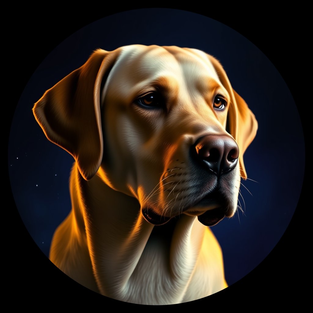 Cosmic medallion portrait of PFZ8H06_PFZ8H06, a Labrador Retriever