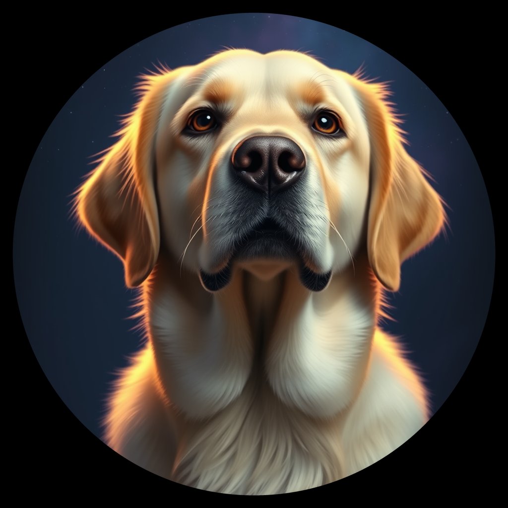 Cosmic medallion portrait of PFZ8H07_PFZ8H07, a Golden Retriever