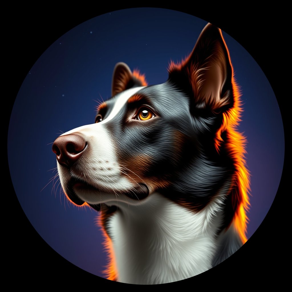 Cosmic medallion portrait of PFZ8H08_PFZ8H08, a Border Collie