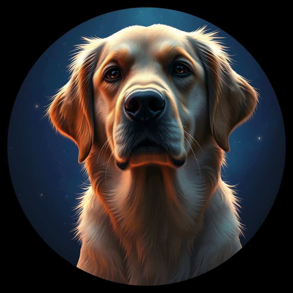 Cosmic medallion portrait of PFZ8H10_PFZ8H10, a Golden Retriever