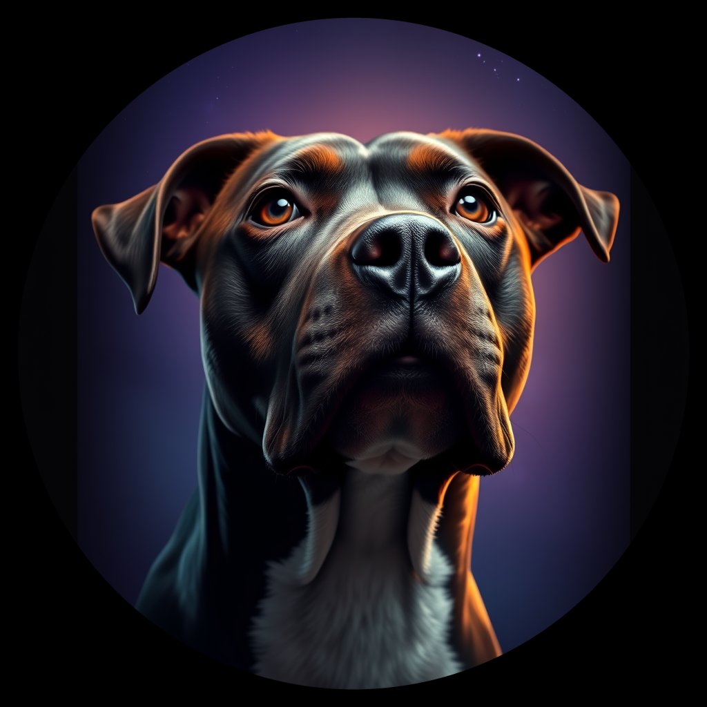 Cosmic medallion portrait of PFZ9A04_PFZ9A04, a American Staffordshire Terrier