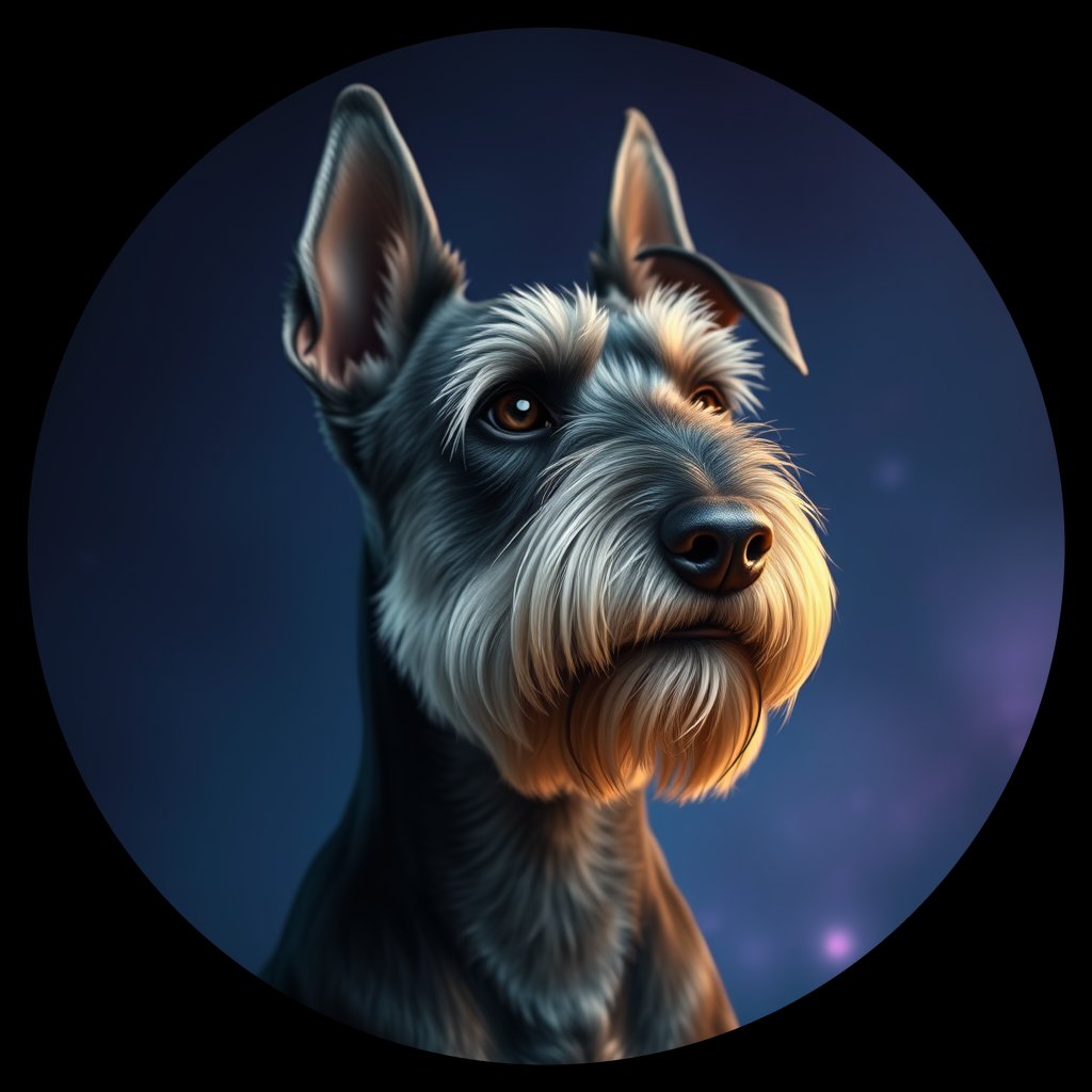 Cosmic medallion portrait of PFZ9A09_PFZ9A09, a Standard Schnauzer