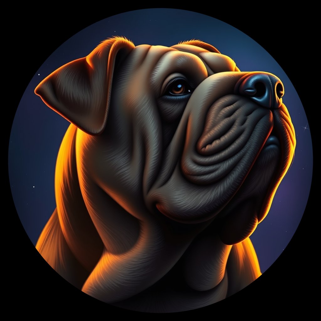 Cosmic medallion portrait of PFZ9A11_PFZ9A11, a Chinese Shar Pei