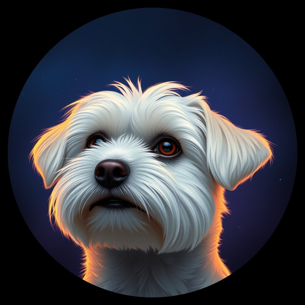 Cosmic medallion portrait of PFZ9B01_PFZ9B01, a Maltese
