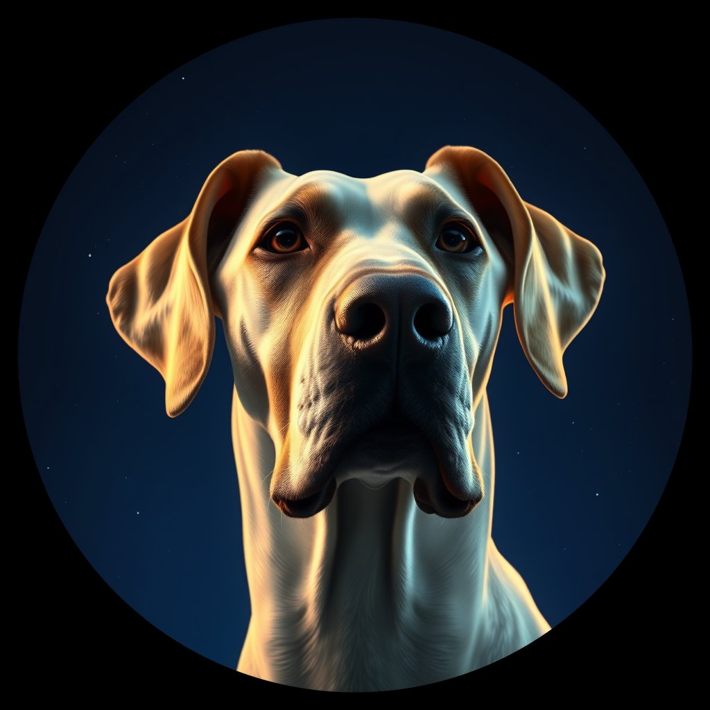 Cosmic medallion portrait of PFZ9B02_PFZ9B02, a Great Dane